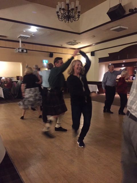 Emma , a visitor from Canada, dancing a fine Gay Gordons Two Step..